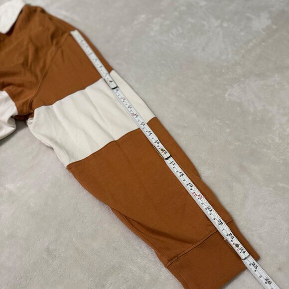 H&M Mens Regular Fit Rugby Shirt XXL Brown & White Long Sleeve Collared Top - Picture 5 of 13